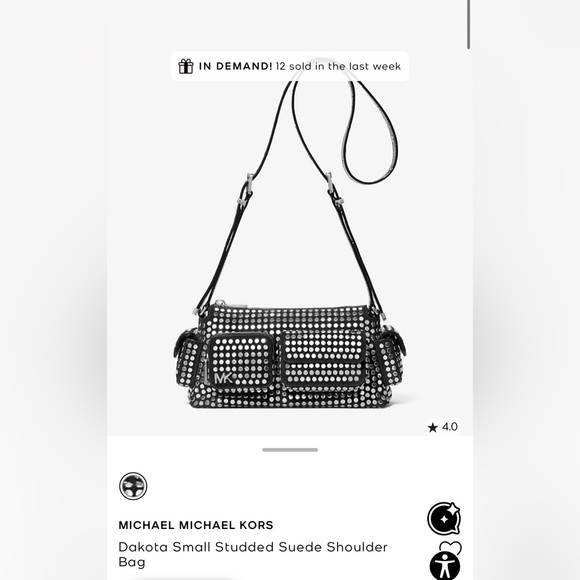 Michael Kors Dakota Small Studded Suede Shoulder - Picture 2 of 5